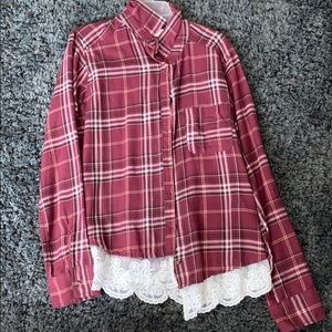 Hollister size small flannel with lace on bottom